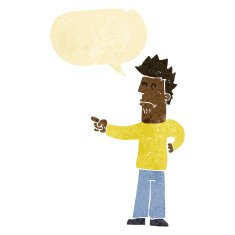 cartoon man pointing with speech bubble N18