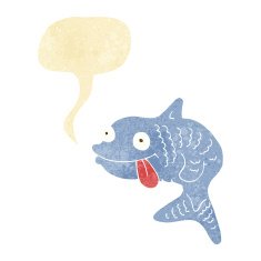cartoon fish with speech bubble N14