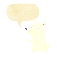 cartoon little dog waving with speech bubble N2