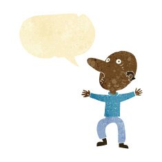 cartoon worried middle aged man with speech bubble