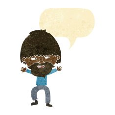 cartoon happy man with beard speech bubble N5