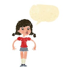 cartoon pretty girl with speech bubble N14