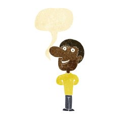 cartoon happy man with speech bubble N57