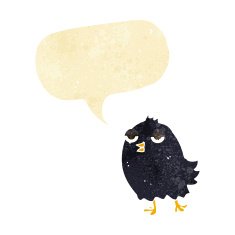 funny cartoon bird with speech bubble N17
