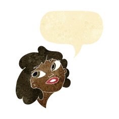cartoon happy woman with speech bubble N33