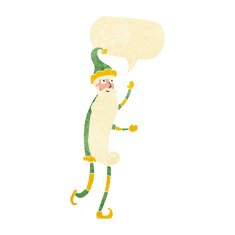 cartoon skinny santa with speech bubble N2