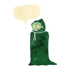 cartoon spooky halloween costume with speech bubble N4