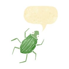cartoon bug with speech bubble N6