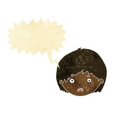 cartoon unhappy boy with speech bubble N8