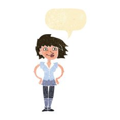 cartoon woman with hands on hips speech bubble N33