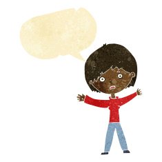 cartoon worried woman with speech bubble N11