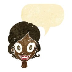 cartoon happy woman with speech bubble N34