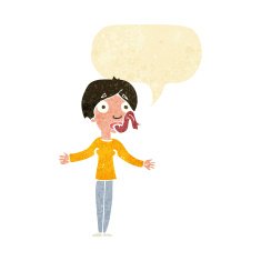 cartoon woman telling lies with speech bubble N2