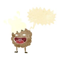 cookie cartoon character with speech bubble
