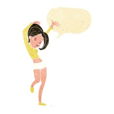 cartoon pretty woman dancing with speech bubble N3