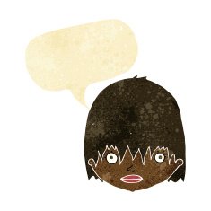 cartoon staring woman with speech bubble N5