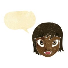 cartoon female face with speech bubble N22