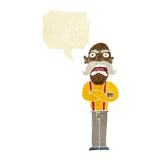 cartoon shocked old man with speech bubble N4