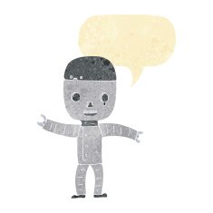 cartoon robot with speech bubble N22
