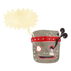 cartoon robot head with speech bubble N11