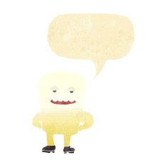 cartoon tooth looking smug with speech bubble N3