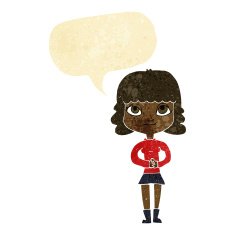 cartoon happy woman with speech bubble N35