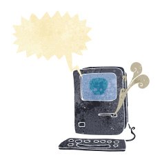 computer virus cartoon with speech bubble