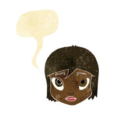 cartoon female face with speech bubble N24