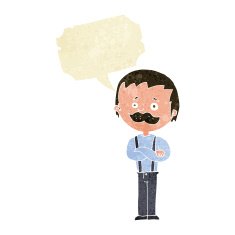 cartoon man with mustache speech bubble N13