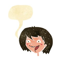 cartoon happy girl with speech bubble N16