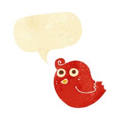 funny cartoon bird with speech bubble N20