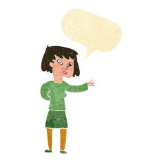 cartoon woman explaining with speech bubble N9