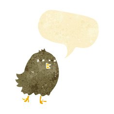 funny cartoon bird with speech bubble N23