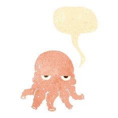 cartoon alien squid face with speech bubble N4