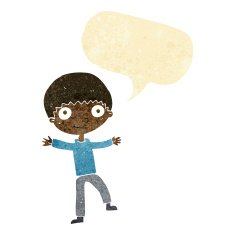 Cartoon happy boy with speech bubble N23