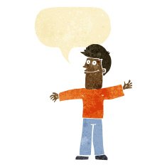 cartoon happy man with speech bubble N62