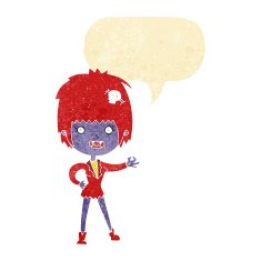 cartoon vampire girl with speech bubble N36