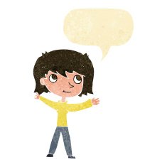 cartoon happy girl with speech bubble N17