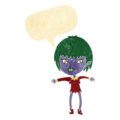 cartoon vampire girl with speech bubble N37
