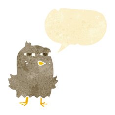 funny cartoon bird with speech bubble N24