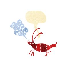 cartoon shrimp with speech bubble N4