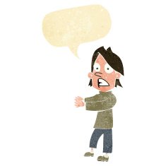 cartoon shocked man with speech bubble N20