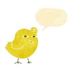 funny cartoon bird with speech bubble N25