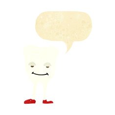 cartoon happy tooth with speech bubble N7