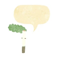 cartoon happy cigarette with speech bubble N2