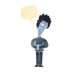 cartoon curious vampire with speech bubble