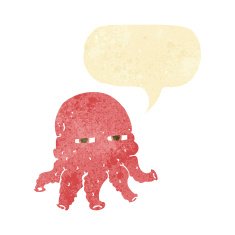 cartoon alien face with speech bubble N4