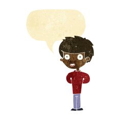 Cartoon happy boy with speech bubble N24