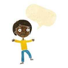 cartoon excited boy with speech bubble N26