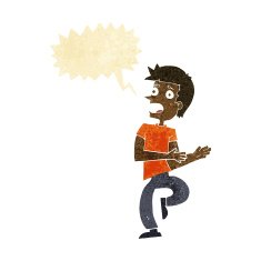 cartoon stressed out man with speech bubble N2